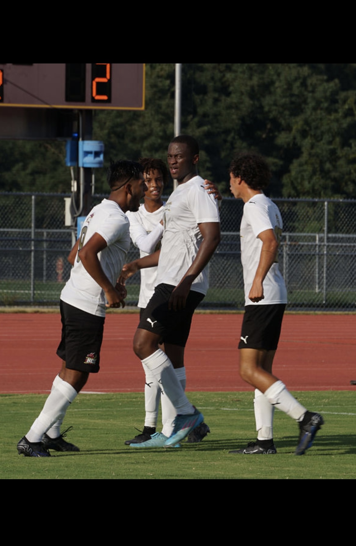 Players together after a soccer match